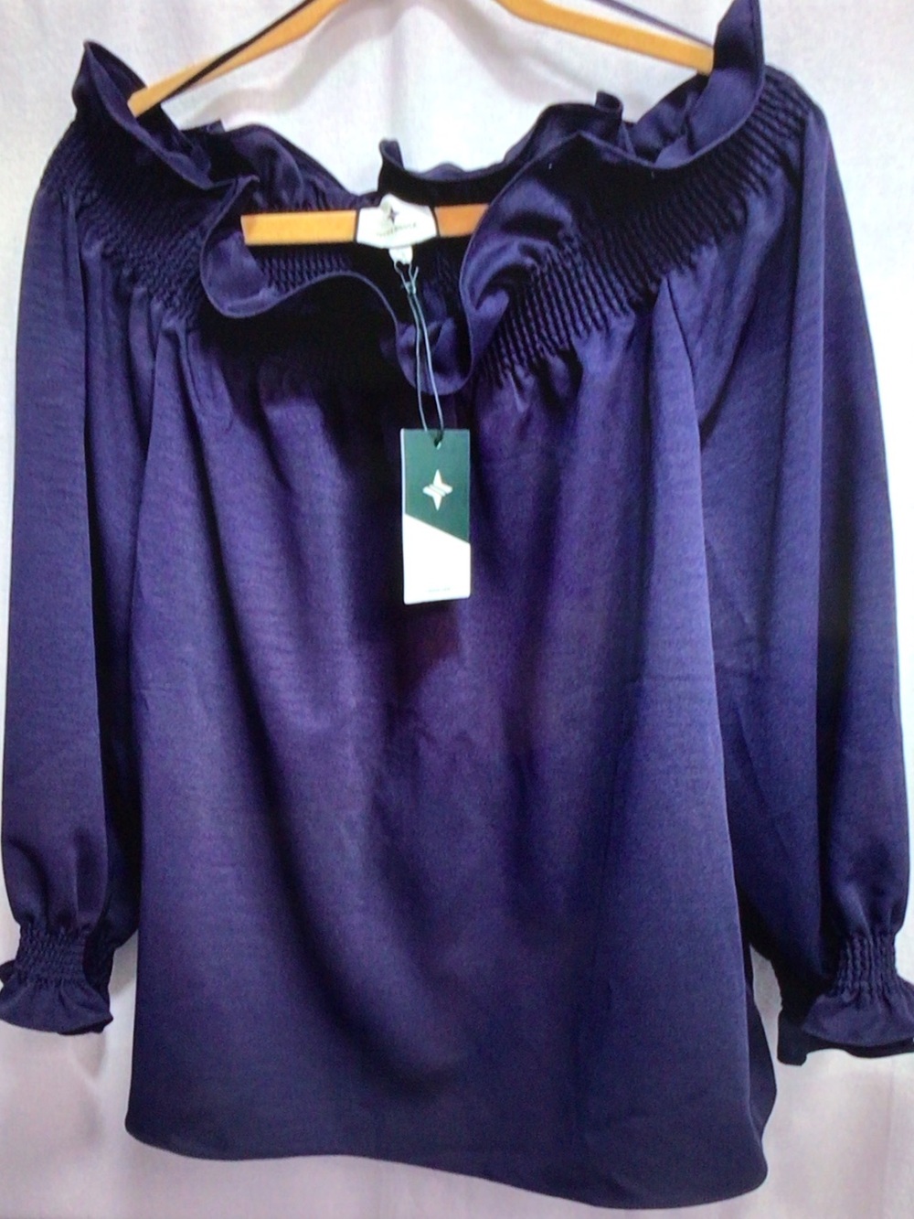 Tuckernuck Purple Ruffle Smocked Neck Blouse